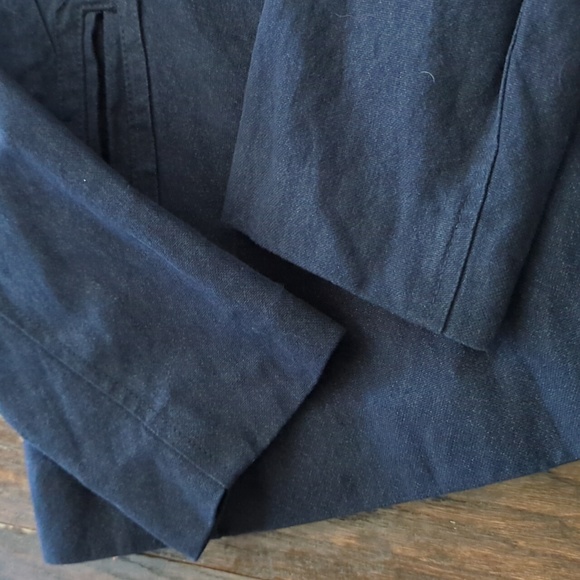 J. CREW I Navy Blue Indigo Metallic Pea Coat Double Breasted Jacket, 4 - Picture 13 of 16